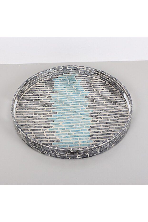 Pure Sedef 40 X4,5Cm. Black/Blue Pearlescent Mosaic Tray