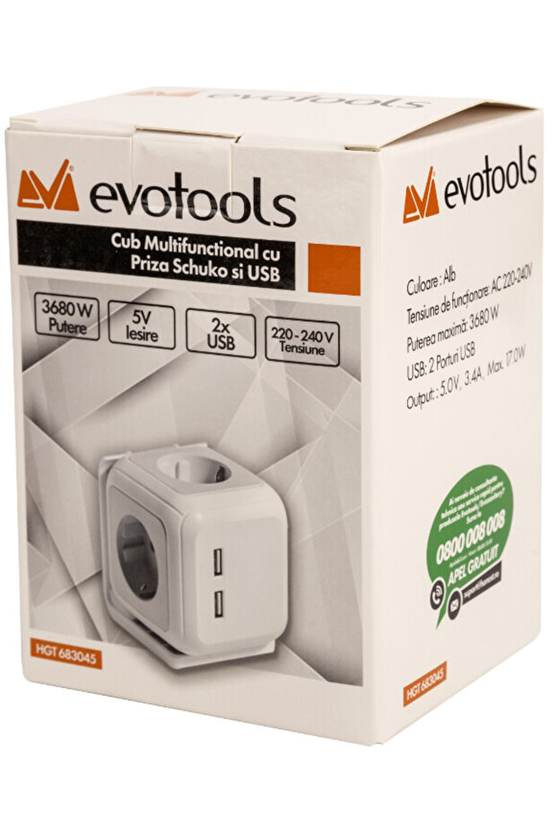 Cub multifuncțional cu priză Schuko și USB - 2
