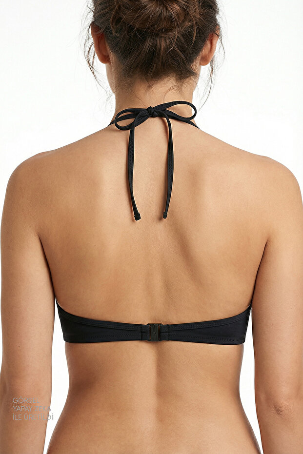 Top de bikini negru tip cupă - 2