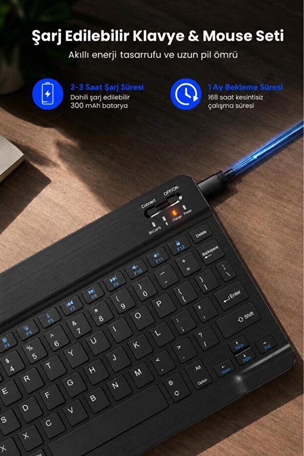 Kablosuz Klavye Mouse Seti TMK04 Mor - 4