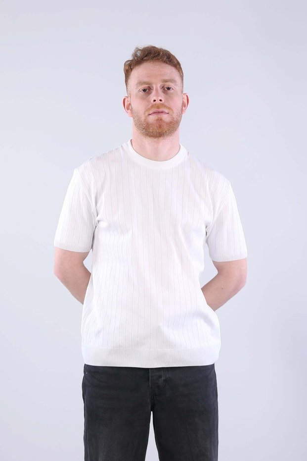 10027 Crew Neck Knitwear Ribbed T-Shirt