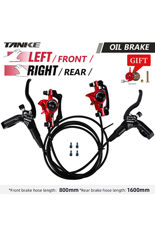 RED-LF-RR TANKE MTB Bike Hydraulic Disc Brake Oil Pressure Caliper Clamp Brake 160mm Front Rear hand