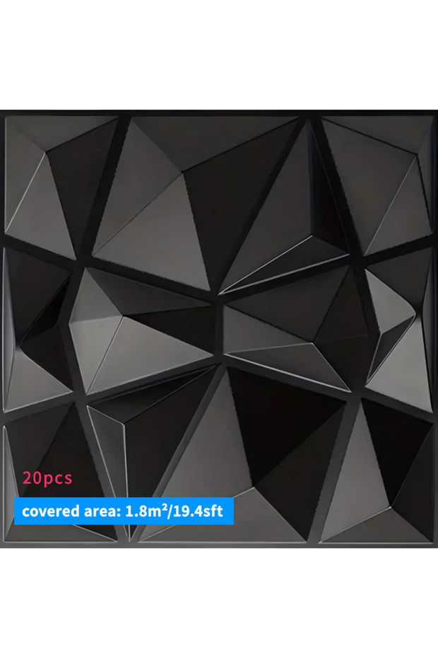 315 20pcs Black 20PCS 3D Wall Panels 30x30cm Indoor Wall Decoration for Living Room Bedroom Hotel Of