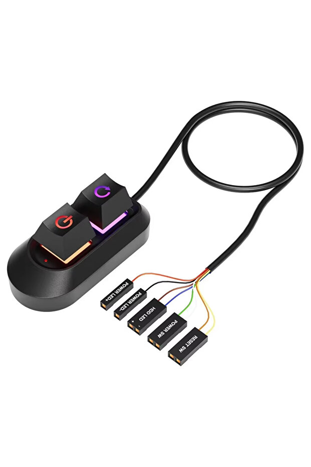 زر RGB، كابل بطول 2 متر، مفتاح تشغيل/إيقاف وإعادة ضبط لوحة الأم للكمبيوتر المكتبي، زر تشغيل/إيقاف خارجي، لكن