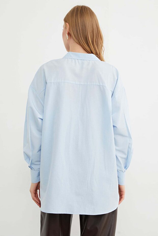 Basic Slit Oversized Shirt - 6
