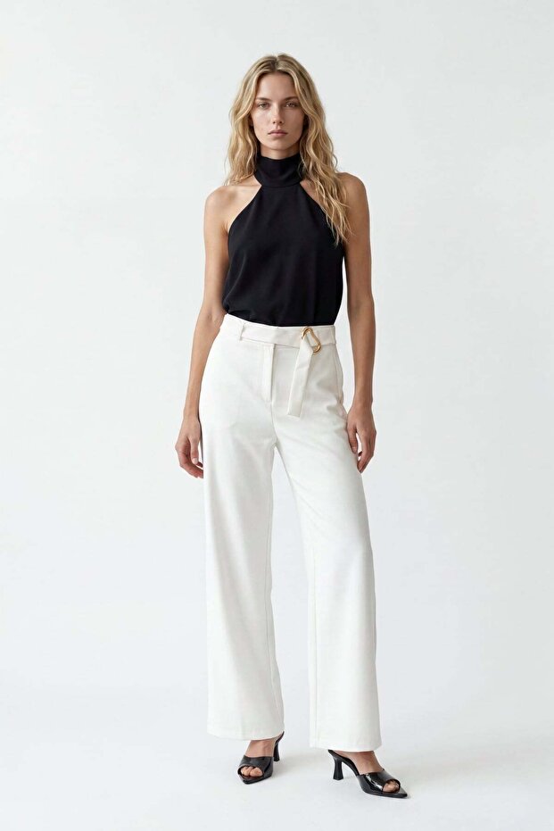 High Waist Belt Detailed Palazzo Pants
