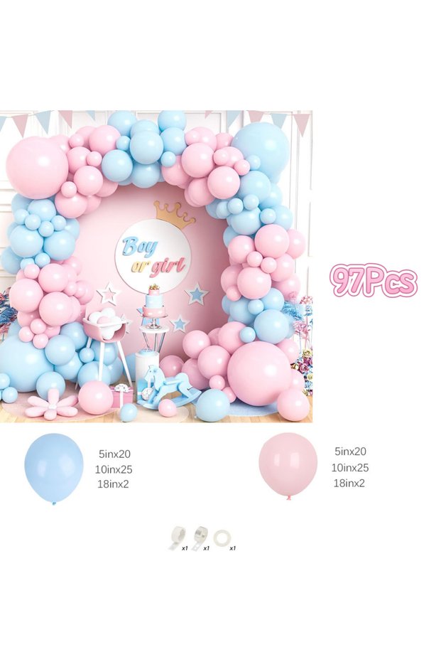 Other BL50801-97Pcs 97Pcs Macaroon Pink Blue Balloons Garland Arch Kit for Boy Girl Baby Shower Birt