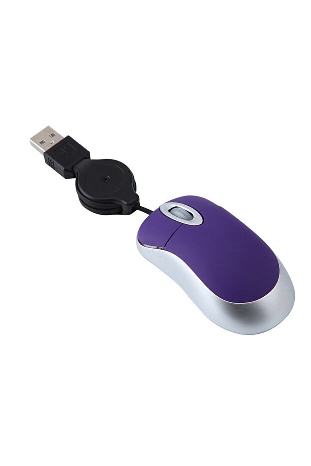 ماوس USB صغير بنفسجي اللون مزود بأربعة أسلاك تمديد بطول 70 سم، فأرة بصرية بدقة 1000 نقطة في البوصة، 3 أزرار، لأجهزة الكمبيوتر المحمولة