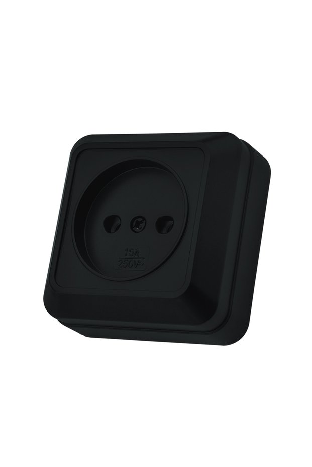 EU 1 Socket Not Ground Black Electrical Outlets Plugs Socket With Ground Classic Wall Surface Flame