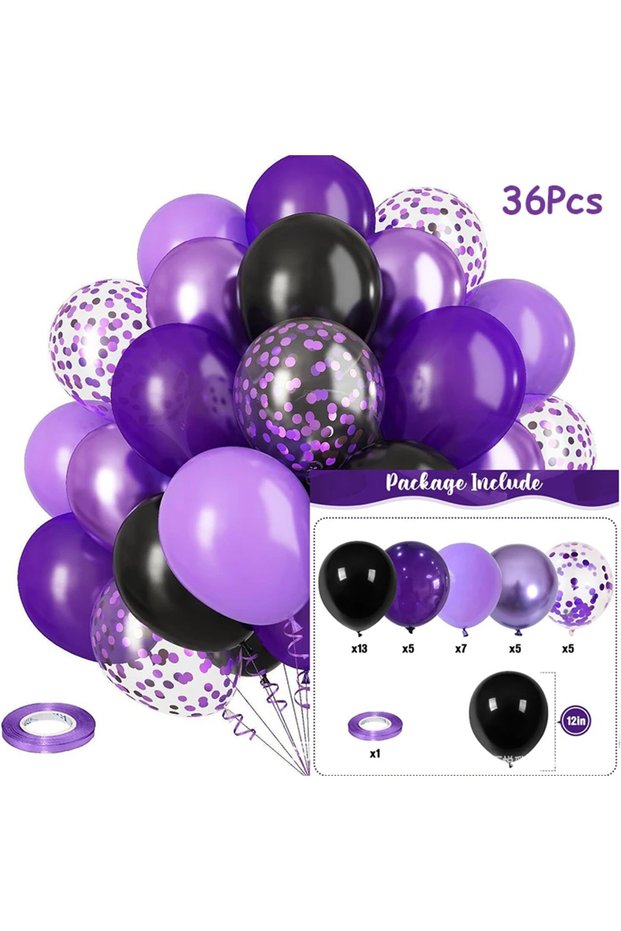 As Picture 3 50PCS Macaron Pink & Purple Balloon Set - Metallic & Confetti Balloons for Weddings, Bi