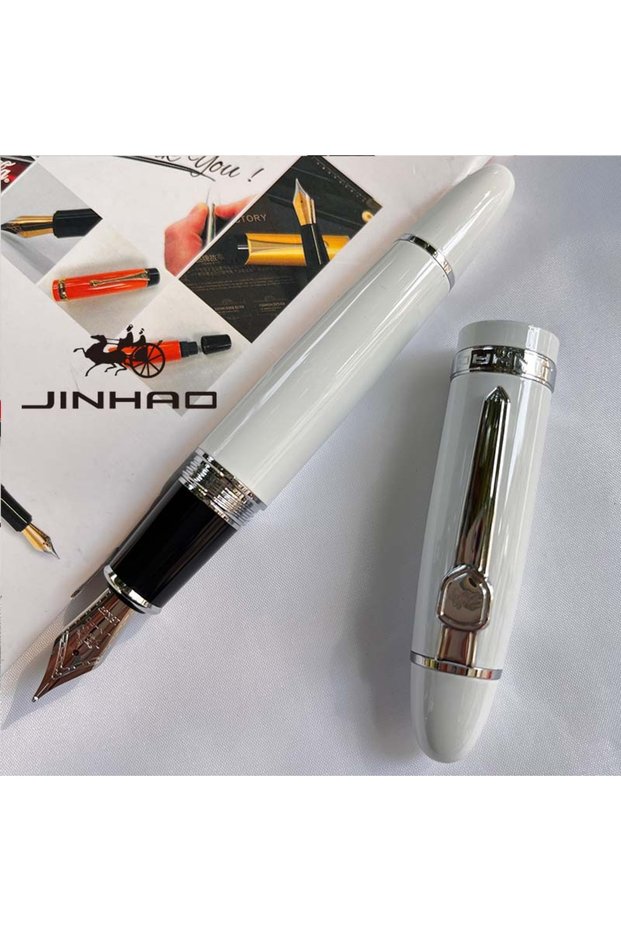 Wihte-silver 1 PCS JINHAO 159 Classic Design SIlver Trim Calligraphy Iridium Business Pen With Conve