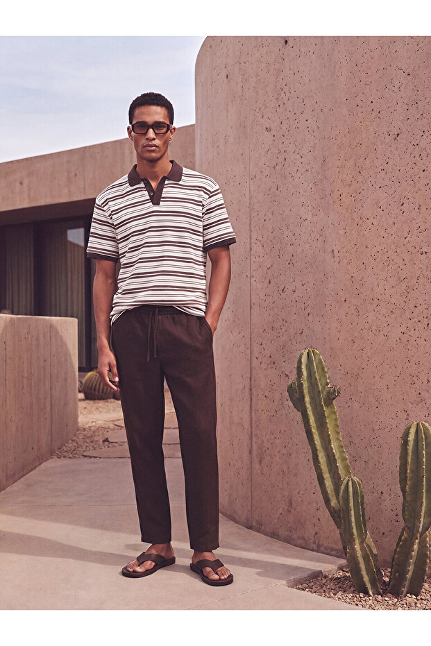 Nevavm Regular Fit Cotton Men's Textured Trousers with Difference