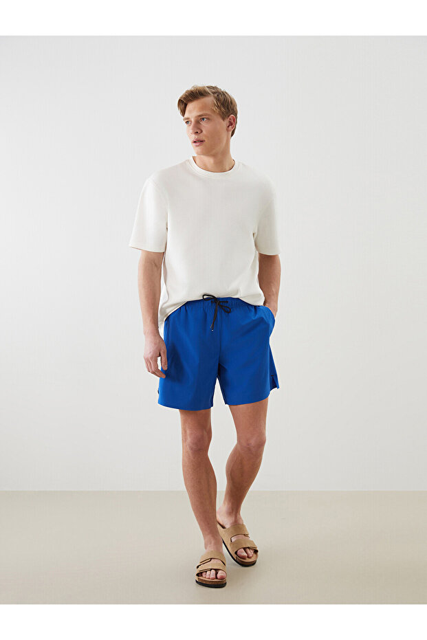 Trendlucky Short Length Basic Men's Swim Shorts with Difference in Length