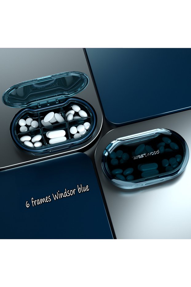 6 Gwentha Blue 4 Cells Portable Pill Box Premium BPA Free Portable Pill Box Waterproof Travel Medici