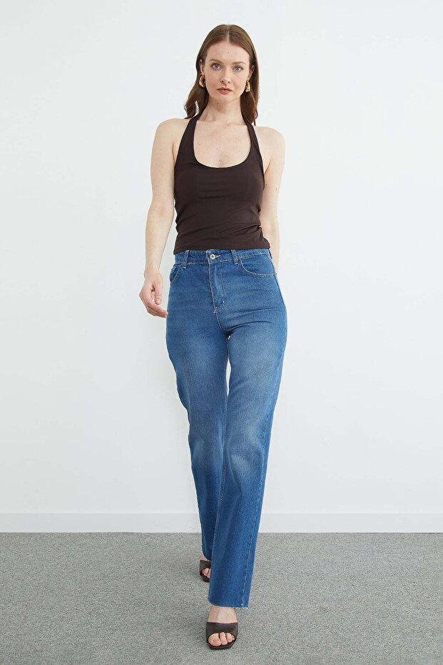 High Waist Cut-Cut Jeans