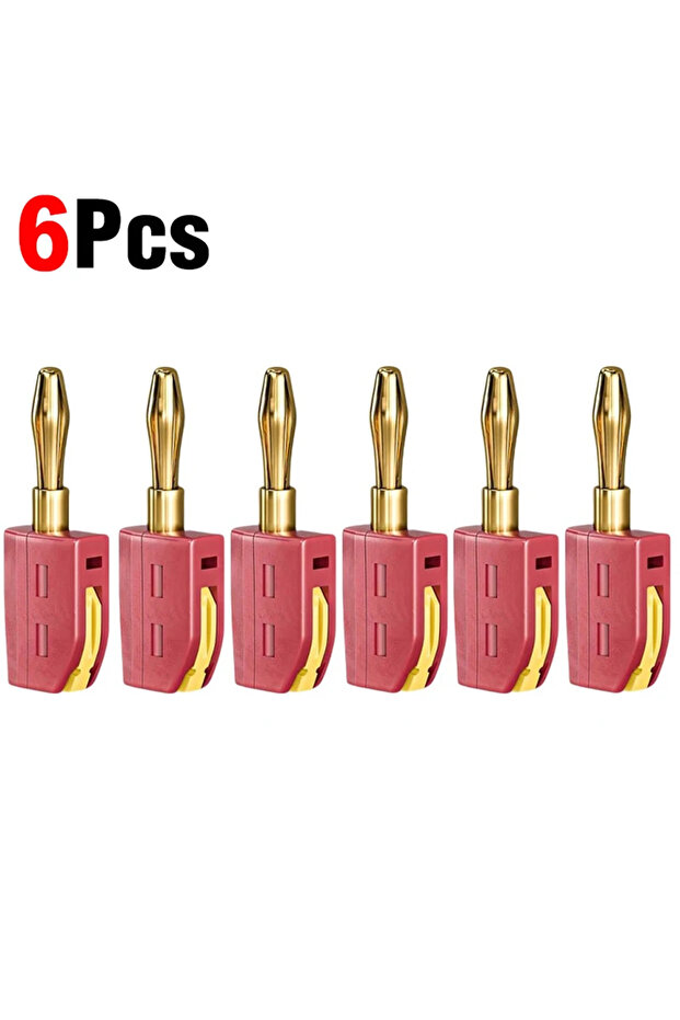 6pcs red 1-6PCS Portable 32A 4mm Banana Plug Solderless Quick Connect High Current Gold-Plated Conne