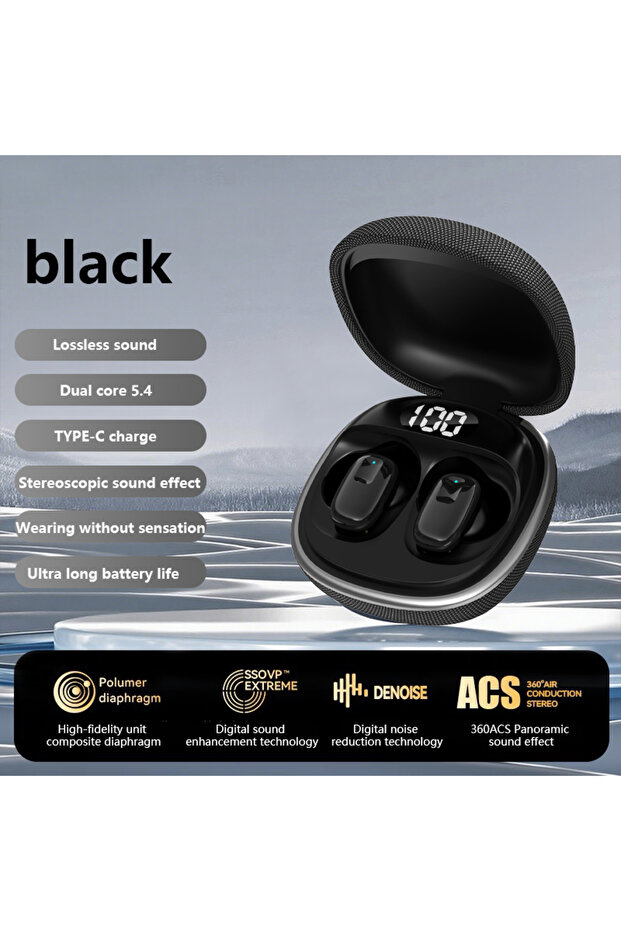 Black LX5100 TWS Wireless Bluetooth Headset Sound Wireless Earphones IPX5 Bluetooth 5.3 With Microph