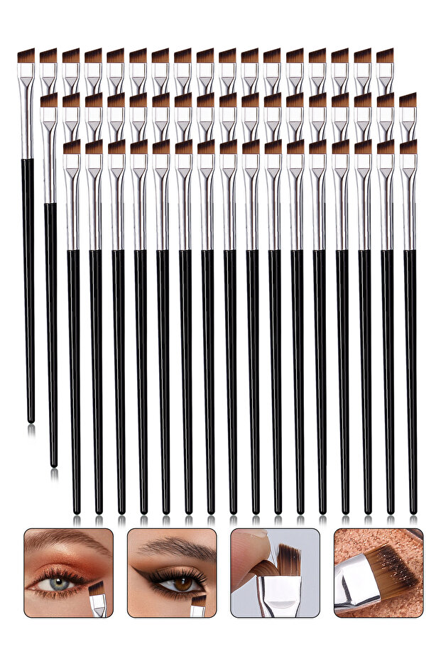 black 50PCS Professional Eye Brush Set, Ultra-Thin/Slanted Eyeliner/Brow/Tint Tools, Soft Synthetic