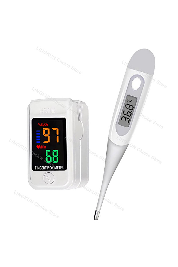 White 3 Pulse Oximeter Finger Clip Pulse Thermometer Electronic Soft Head Oral Armpit Temperature Me
