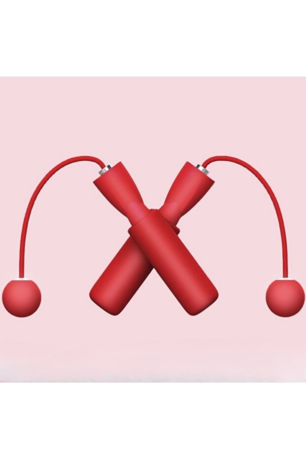 Red Adjustable Cordless Jump Rope with Double Ball Bearings - 360° Rotation PVC Foam Skipping Rope f
