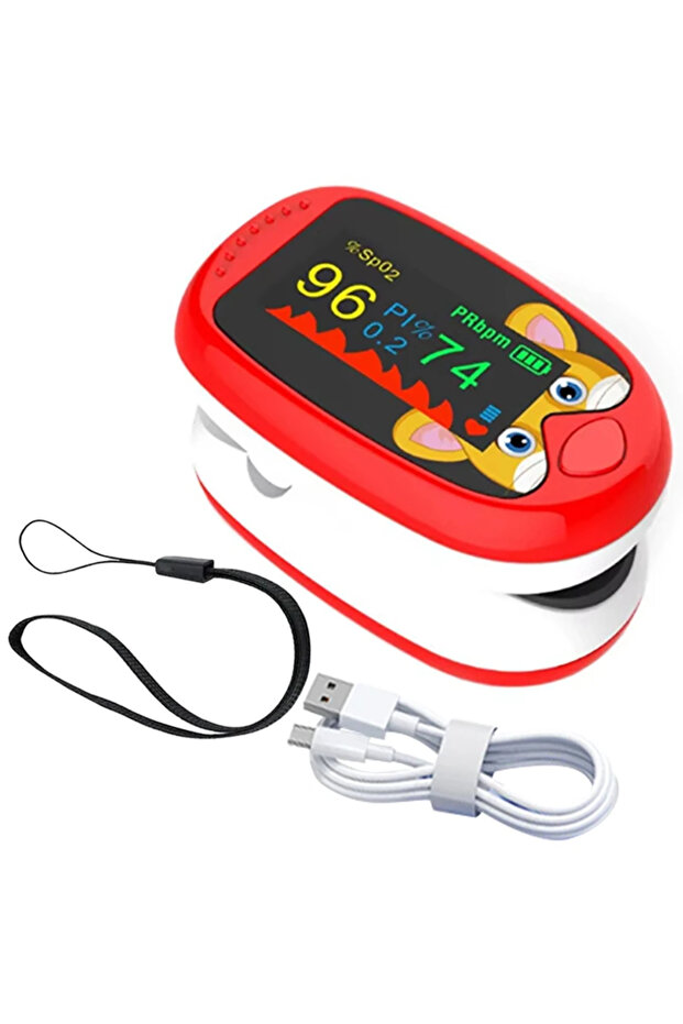 Red Oximeter USB Pediatric Oximeter Finger Blood Oxygen Monitor for Children Pulse Oximeter OLED Dig