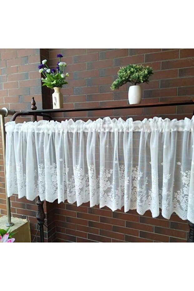 Rod Pocket W100cmXH 45cm 1pc White European White Lace Curtains