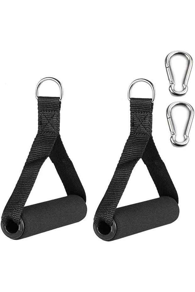 set1 Gym Handle Extra Wide Foam Grips for Fitness Crossfit Lifting Pulling Workout Heavy Duty D-ring