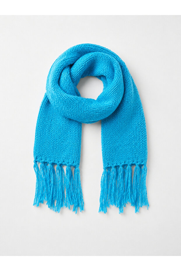 Large Size Soft Knitted Scarf Women's Sea Blue