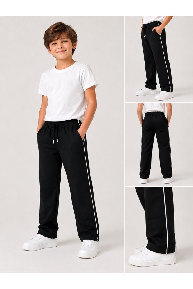 Unisex Kids' Black Stopper Long Pants with Pocket Detail