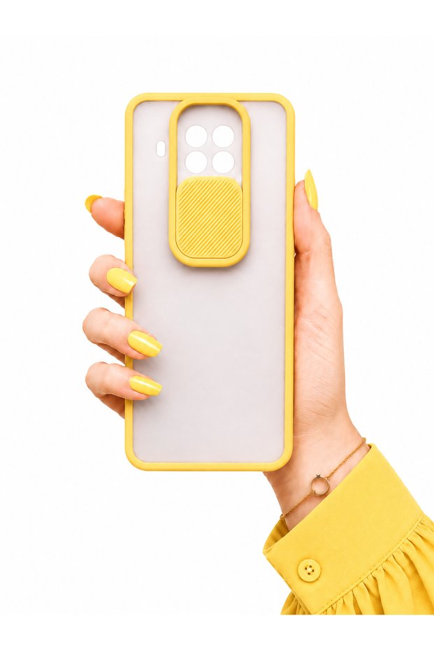 Xiaomi Mi 10t Lite 5g Compatible Case with Sliding Camera Protection Matte Lens Phone Case - Yellow