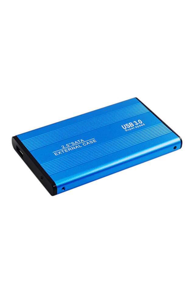 علبة قرص صلب خارجي SATA 6 جيجابت في الثانية USB 3.0 زرقاء اللون، تدعم أقراص SATA HDD و SSD مقاس 2.5 بوصة، مع سرعة نقل بيانات عالية تصل إلى 5 جيجابت في الثانية.