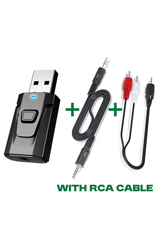 مع كابل RCA USB Bluetooth 5.4 جهاز إرسال واستقبال صوتي لاسلكي MIC محول 3.5 مم AUX/RCA لـ