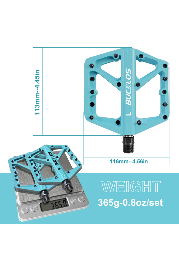 Light Blue Pedals DU Bearing Bicycle Pedal Platform Ultralight Nylon Road Mountain B