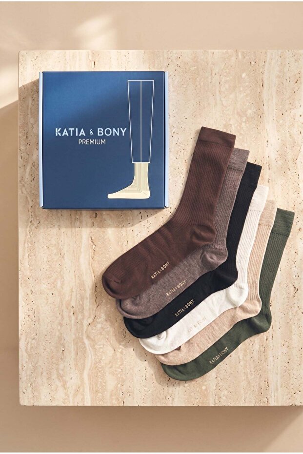 Men's 6-pack boxed premium sock brown mixed