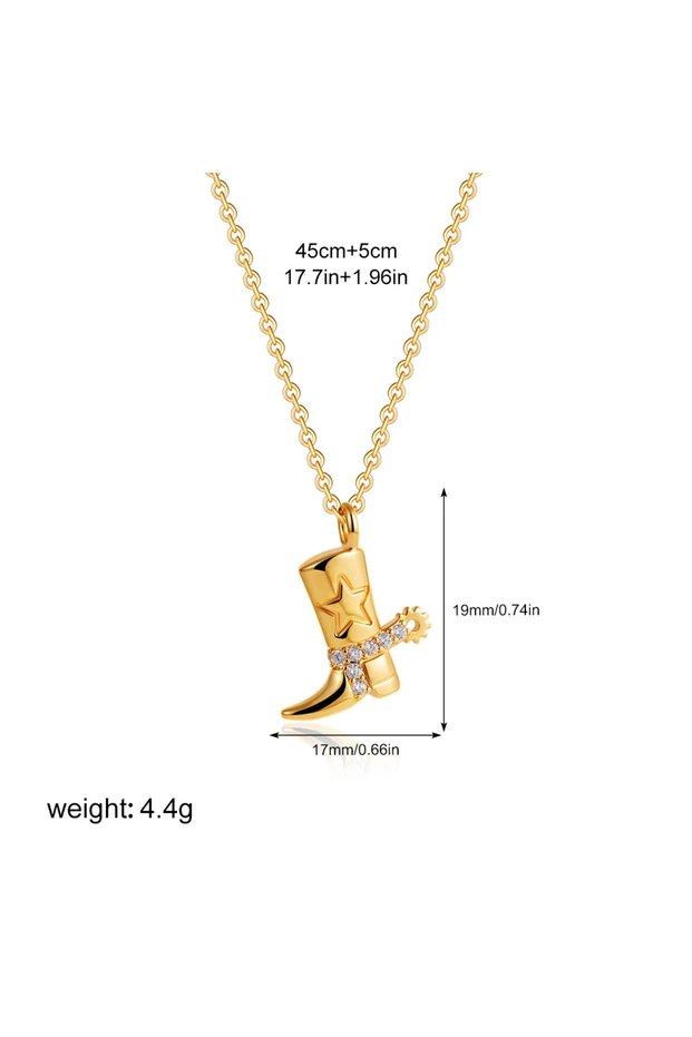 T244 316 Stainless Steel Waterproof Denim Boots Pendant Necklace Cool Cowgirl Cowboy Boot Hat 18K Go