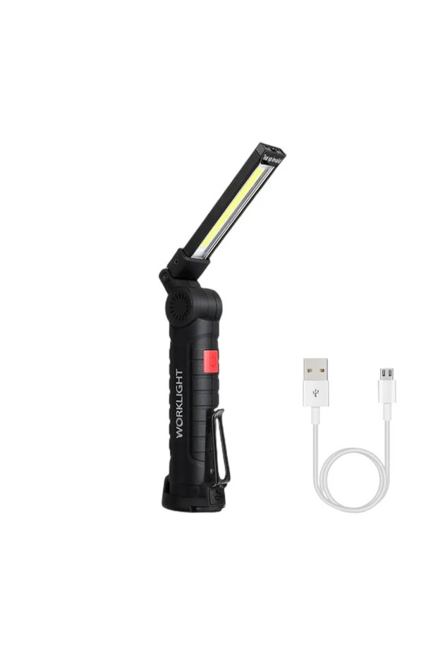 W51(Short) Rechargeable LED Emergency Flashlight Portable COB Folding Work Light 5Modes Waterproof C