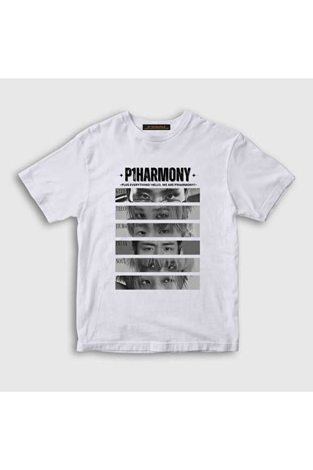 Unisex Kids White Eyes K-Pop P1Harmony T-Shirt 619813Tt