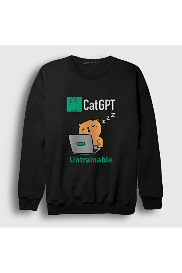 سويت شيرت للجنسين باللون الأسود Cat Gpt مضحك ذو ذكاء اصطناعي للقطط 581162tt