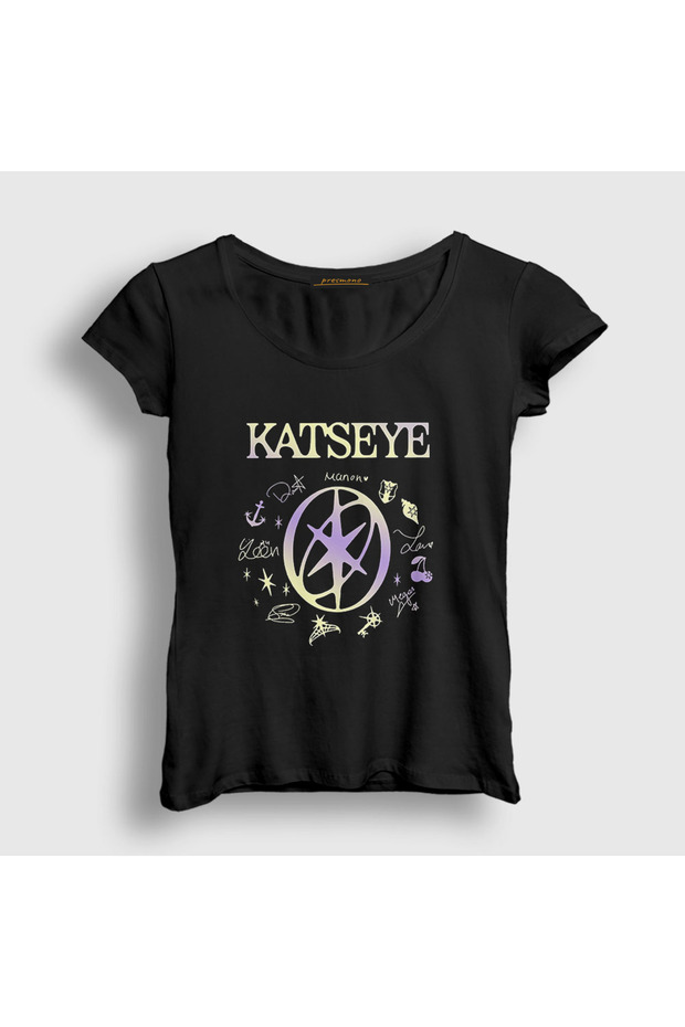 Women's Black Signs Gnarly K-Pop Katseye T-Shirt 599179Tt