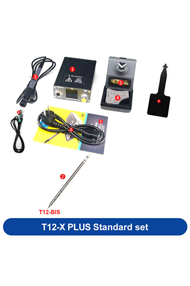 محطة لحام OSS T12 الأصلية طراز T12-X-PLUS بقوة 75 واط مع شاشة رقمية ودرجة حرارة ثابتة، مزودة بقابس أوروبي