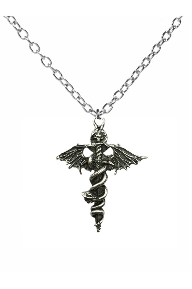 Unisex Necklace with Sword, Bat and Snake Figures – Gothic Power and Mystery Themed Design with 60 cm Chain