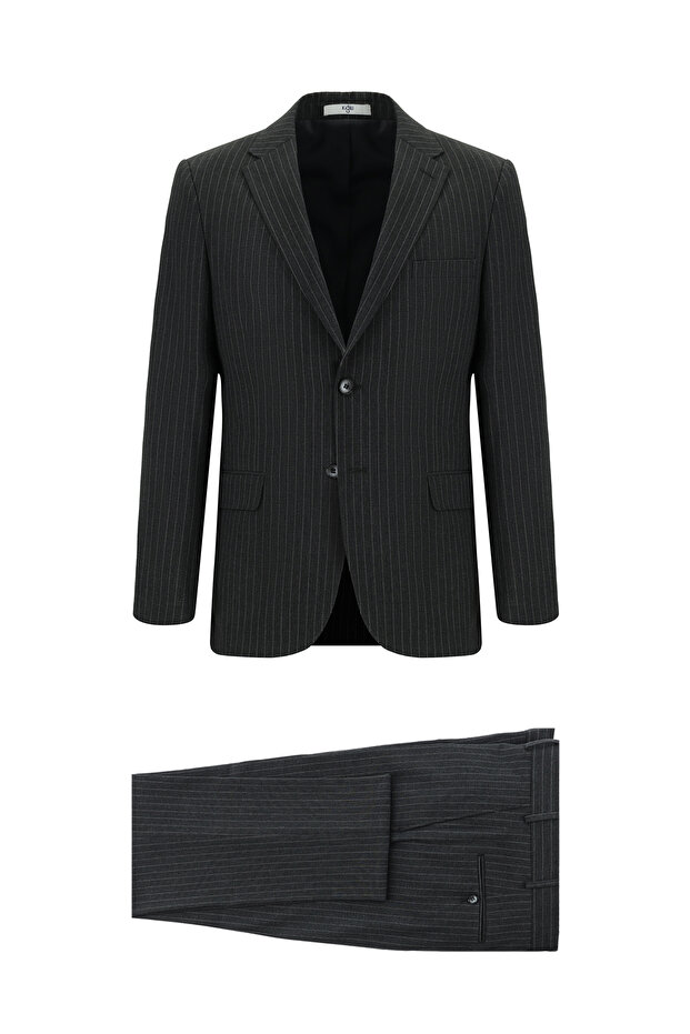 6 Drop Regular Fit Standard Cut Wool Striped Suit