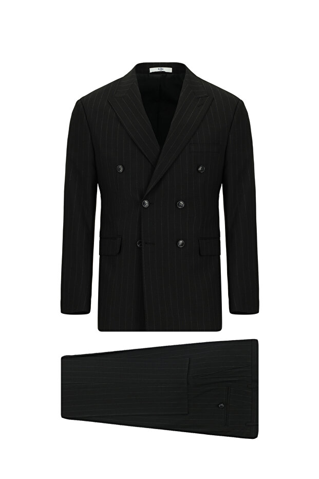 6 Drop Regular Fit Standard Cut Striped Double Breasted Suit