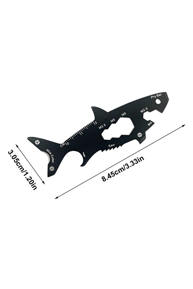 1Pcs Shark Shaped Bottle Opener 15 in 1 Wallet Tool Card Stainless Outdoor Pocket Screwdriver Surviv
