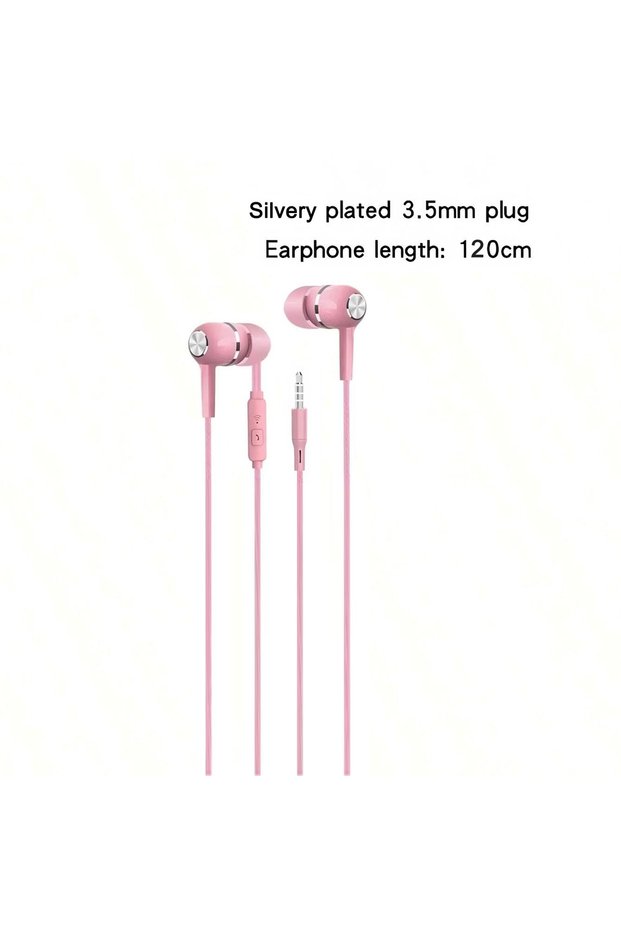 Pink 1-8pcs 3.5mm Wired Headphones In Ear Wired Earphones with Microphone Bass HiFi Stereo Earbuds S
