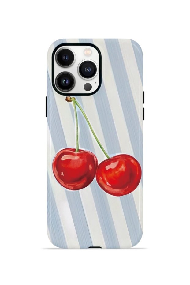 iPhone 13 Pro Vorian Double Layer Case Cherry Blue Stripe