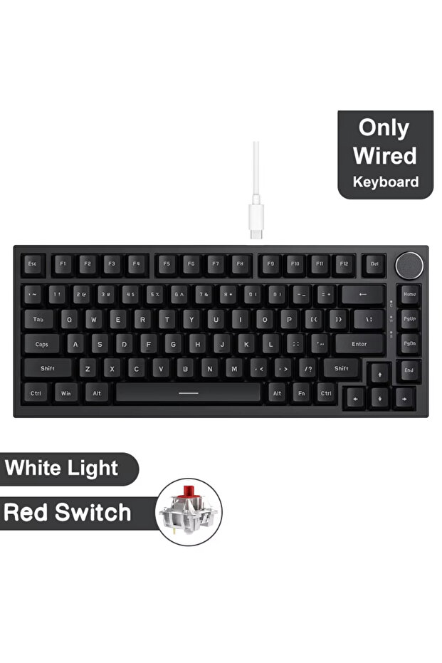 لوحة مفاتيح ميكانيكية لاسلكية AK820-أسود AK820/Pro بتقنية البلوتوث 5.1 و2.4 جيجاهرتز USB-C سلكية قابلة للتبديل السريع