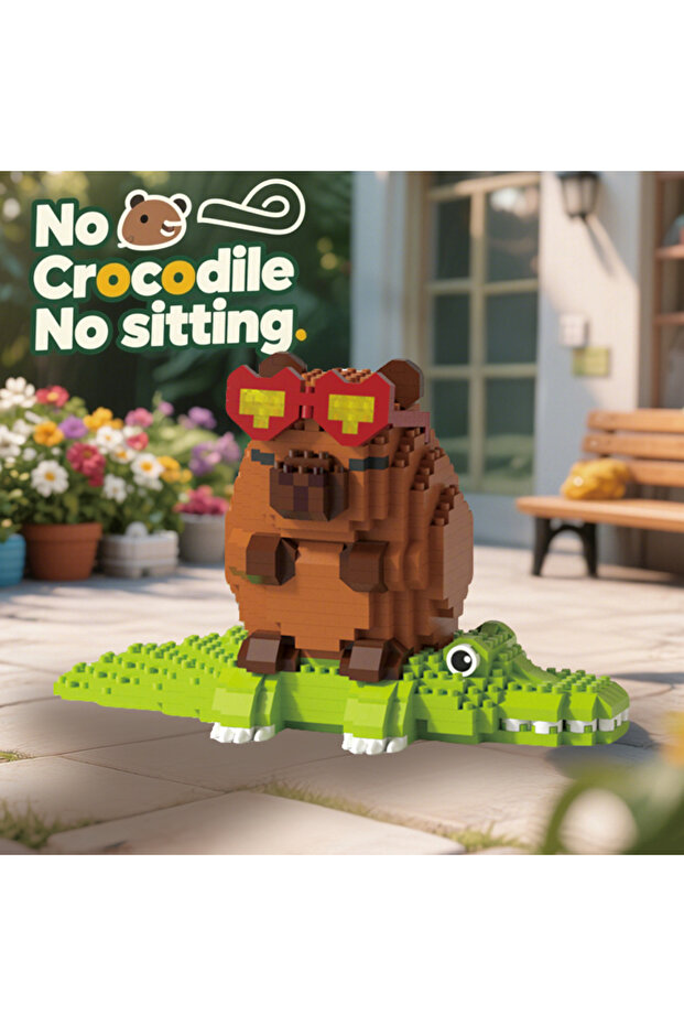 No crocodile no ride "Capybara Building Blocks Set - Cute Water Guinea Pig DIY Model | Fun STEM Toy