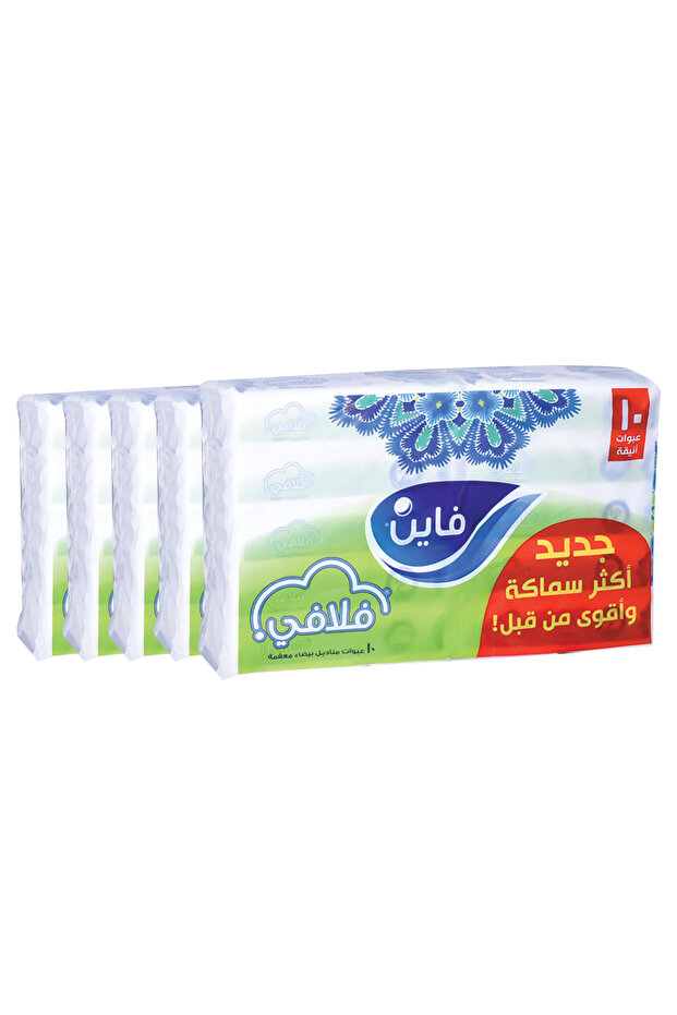 كرتون | مناديل فاين فلافي للوجه - 130 منديل مزدوج (5 شدات * 10 علب في الشدة)