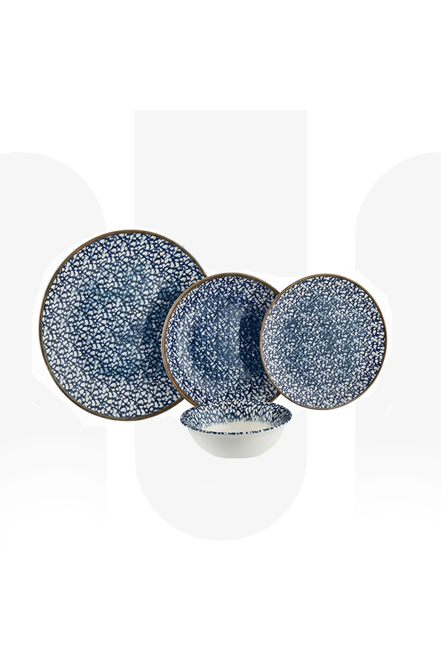 11118 | Aria 24 Pcs Porcelain Dinner Set [ Includes 6PCS × 14 cm Soup Bowls, 6PCS × 20 cm Dinner Plates, 6PCS × 25 cm Serving Plates, 6PCS × 19 cm Dessert Plates ]